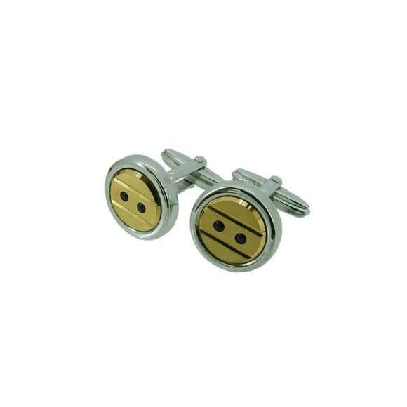 S.T.Dupont cufflinks button design Silver & Gold hardware Authentic